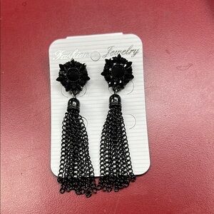 Elegant Black Tassel Earrings